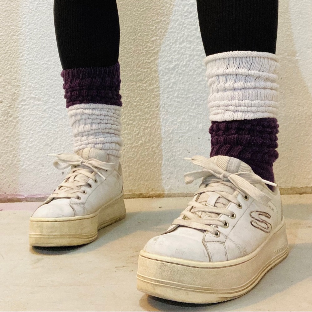 Vintage Skechers white leather platform sneakers
